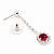 Clear/Fuchsia Crystal Drop Earrings In Silver Finish - 4.5cm Length - view 5