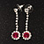 Clear/Fuchsia Crystal Drop Earrings In Silver Finish - 4.5cm Length - view 2