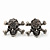 Small Burn Silver Diamante 'Skull & Crossbones' Stud Earrings - 12mm Length - view 2
