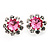 Small Pink Clear Diamante Stud Earrings In Silver Finish - 10mm Diameter - view 2