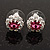 Small Pink Clear Diamante Stud Earrings In Silver Finish - 10mm Diameter - view 4