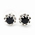 Small Black/Clear Diamante Stud Earrings In Silver Finish - 10mm Diameter - view 7
