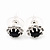Small Black/Clear Diamante Stud Earrings In Silver Finish - 10mm Diameter - view 2