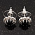 Small Black/Clear Diamante Stud Earrings In Silver Finish - 10mm Diameter - view 5