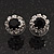 Small Black/Clear Diamante Stud Earrings In Silver Finish - 10mm Diameter - view 4