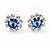 Small Light Blue/Clear Diamante Stud Earrings In Silver Finish - 10mm Diameter - view 6