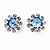 Small Light Blue/Clear Diamante Stud Earrings In Silver Finish - 10mm Diameter - view 4