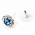 Small Light Blue/Clear Diamante Stud Earrings In Silver Finish - 10mm Diameter - view 5