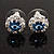Small Light Blue/Clear Diamante Stud Earrings In Silver Finish - 10mm Diameter - view 2