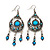 Burn Silver Blue Crystal Chandelier Earrings - 9cm Drop - view 6