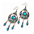 Burn Silver Blue Crystal Chandelier Earrings - 9cm Drop - view 7
