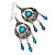 Burn Silver Blue Crystal Chandelier Earrings - 9cm Drop - view 8