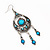Burn Silver Blue Crystal Chandelier Earrings - 9cm Drop - view 5