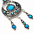 Burn Silver Blue Crystal Chandelier Earrings - 9cm Drop - view 4