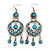 Burn Silver Turquoise Coloured Enamel Crystal Chandelier Earrings - 9cm Drop