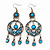 Burn Silver Turquoise Coloured Enamel Crystal Chandelier Earrings - 9cm Drop - view 9