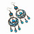 Burn Silver Turquoise Coloured Enamel Crystal Chandelier Earrings - 9cm Drop - view 6
