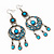 Burn Silver Turquoise Coloured Enamel Crystal Chandelier Earrings - 9cm Drop - view 2