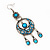 Burn Silver Turquoise Coloured Enamel Crystal Chandelier Earrings - 9cm Drop - view 7
