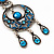 Burn Silver Turquoise Coloured Enamel Crystal Chandelier Earrings - 9cm Drop - view 3