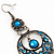 Burn Silver Turquoise Coloured Enamel Crystal Chandelier Earrings - 9cm Drop - view 4