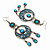Burn Silver Turquoise Coloured Enamel Crystal Chandelier Earrings - 9cm Drop - view 5