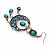 Burn Silver Turquoise Coloured Enamel Crystal Chandelier Earrings - 9cm Drop - view 8