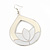 Milky-White Enamel Teardrop Hoop Earrings In Silver Finish - 8cm Length - view 4