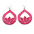 Pink Enamel Teardrop Hoop Earrings In Silver Finish - 8cm Length - view 2