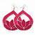 Pink Enamel Teardrop Hoop Earrings In Silver Finish - 8cm Length - view 4