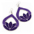 Purple Enamel Teardrop Hoop Earrings In Silver Finish - 8cm Length - view 5