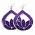 Purple Enamel Teardrop Hoop Earrings In Silver Finish - 8cm Length - view 3