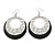 Silver Tone Black Enamel Cut Out Hoop Earrings - 7.5cm Drop - view 2
