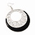 Silver Tone Black Enamel Cut Out Hoop Earrings - 7.5cm Drop - view 4