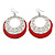 Silver Tone Red Enamel Cut Out Hoop Earrings - 7.5cm Drop - view 2