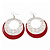 Silver Tone Red Enamel Cut Out Hoop Earrings - 7.5cm Drop - view 5