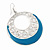 Silver Tone Teal Coloured Enamel Cut Out Hoop Earrings - 7.5cm Drop - view 3