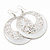 Silver Tone White Enamel Cut Out Hoop Earrings - 7.5cm Drop - view 2