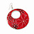 Red Enamel Floral Round Drop Earrings In Silver Finish - 7.5cm Length - view 3