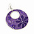 Purple Enamel Floral Round Drop Earrings In Silver Finish - 7.5cm Length - view 3