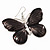 Large Black Enamel 'Butterfly' Drop Earrings In Silver Finish - 5cm Length - view 3