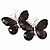 Large Black Enamel 'Butterfly' Drop Earrings In Silver Finish - 5cm Length - view 4