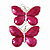 Large Magenta Enamel 'Butterfly' Drop Earrings In Silver Finish - 5cm Length - view 2
