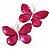 Large Magenta Enamel 'Butterfly' Drop Earrings In Silver Finish - 5cm Length - view 6