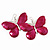 Large Magenta Enamel 'Butterfly' Drop Earrings In Silver Finish - 5cm Length - view 4