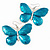 Large Teal Coloured Enamel 'Butterfly' Drop Earrings In Silver Finish - 5cm Length
