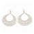 Large Teardrop Milky-White Enamel Floral Hoop Earrings In Silver Finish - 8cm Length - view 4