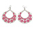 Large Teardrop Pink Enamel Floral Hoop Earrings In Silver Finish - 8cm Length - view 5