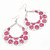 Large Teardrop Pink Enamel Floral Hoop Earrings In Silver Finish - 8cm Length - view 6