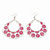 Large Teardrop Pink Enamel Floral Hoop Earrings In Silver Finish - 8cm Length - view 4